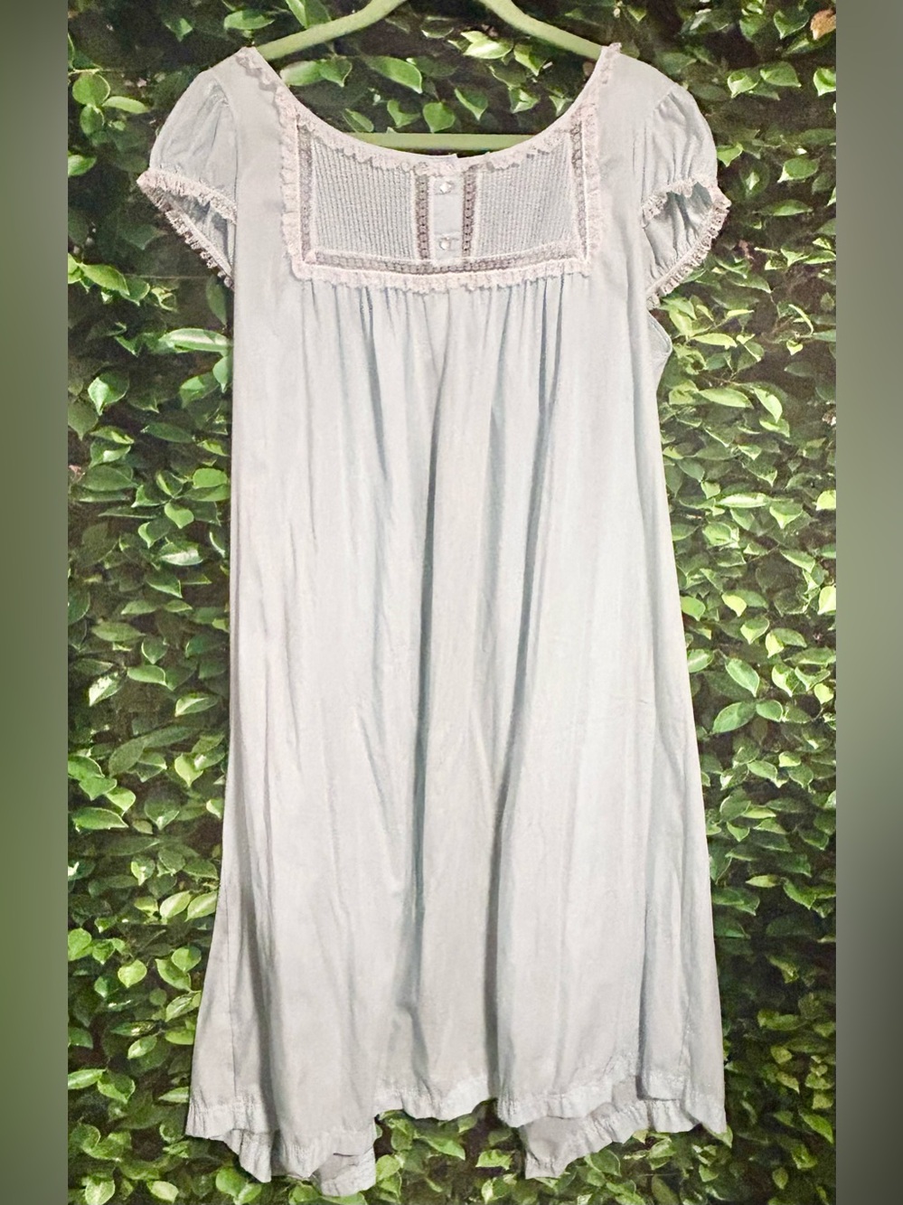 Handmade Long Nightgown Open Back Hospital Nursing Home Light Blue Womens L/XL